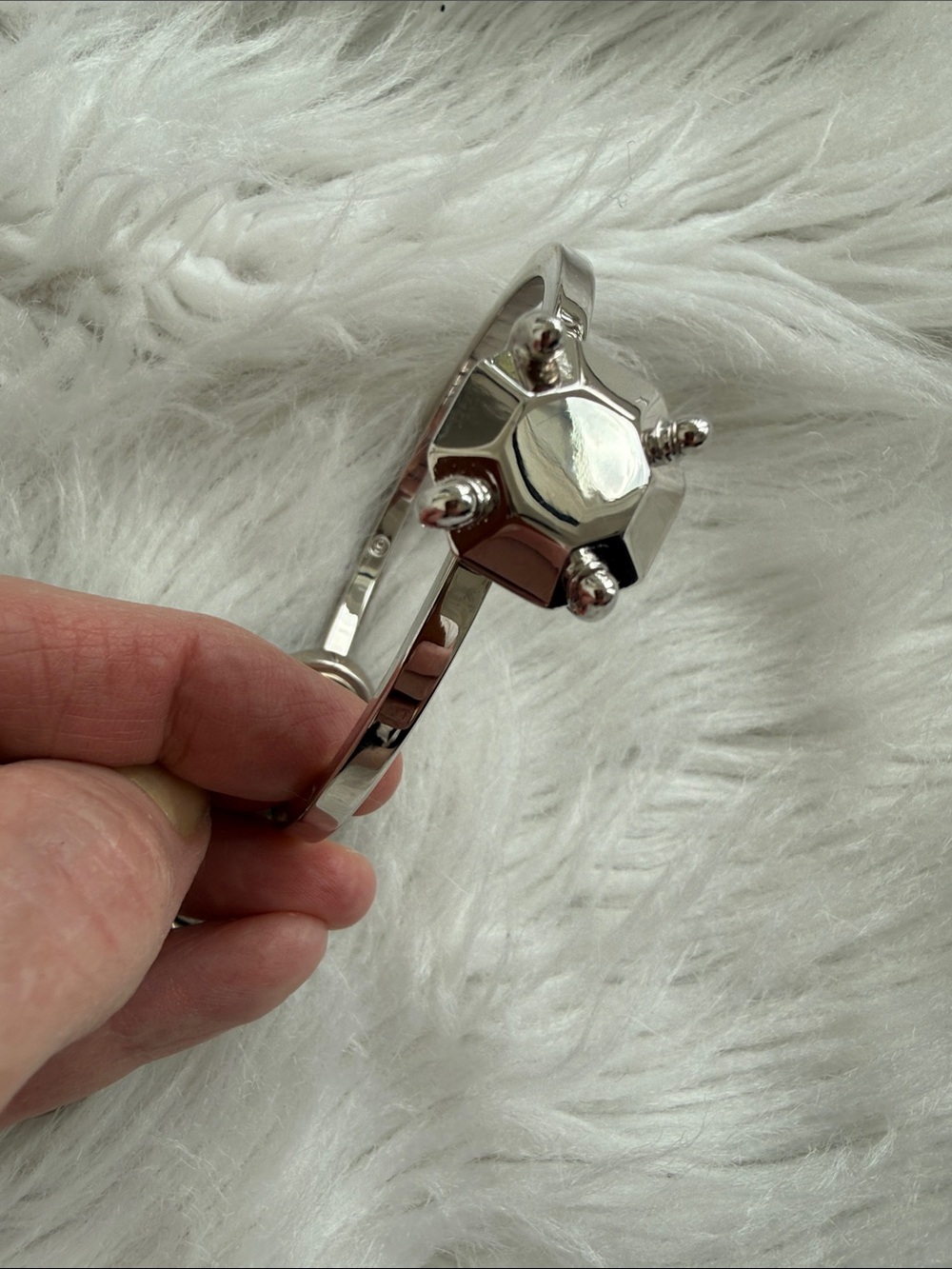 Silver bracket Keyring with Multi-Split Hooks - Picture 2 of 5